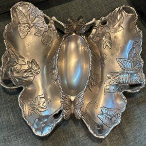 2003 Arthur Court Silver Aluminum Butterfly hors d'oeuvre Serving Dish Chip Dip